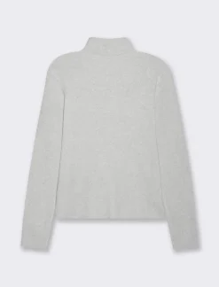 Donna Piazza Italia Donna|Maglieria<Maglia manica lunga con collo alto lavorazione a costina - Grigio chiaro