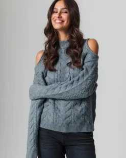 Donna Piazza Italia Donna|Maglieria<Maglia manica lunga con mezzo collo e dettaglio aperto sulle spalle - scuro