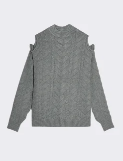 Donna Piazza Italia Donna|Maglieria<Maglia manica lunga con mezzo collo e dettaglio aperto sulle spalle - scuro