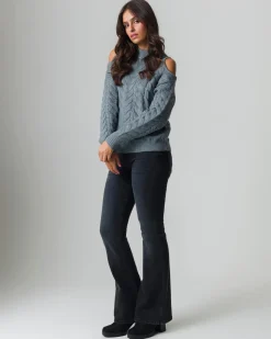 Donna Piazza Italia Donna|Maglieria<Maglia manica lunga con mezzo collo e dettaglio aperto sulle spalle - scuro