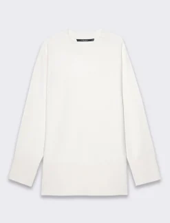 Donna Piazza Italia Donna|Maglieria<Maglia manica lunga giro collo lavorazione punto milano - Avorio