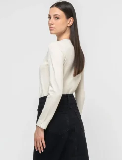 Donna Piazza Italia Donna|Maglieria<Maglia manica lunga giro collo con filo effetto metallizzato - Avorio