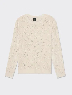 Donna Piazza Italia Maglieria<Maglia manica lunga girocollo con intarsi - Avorio