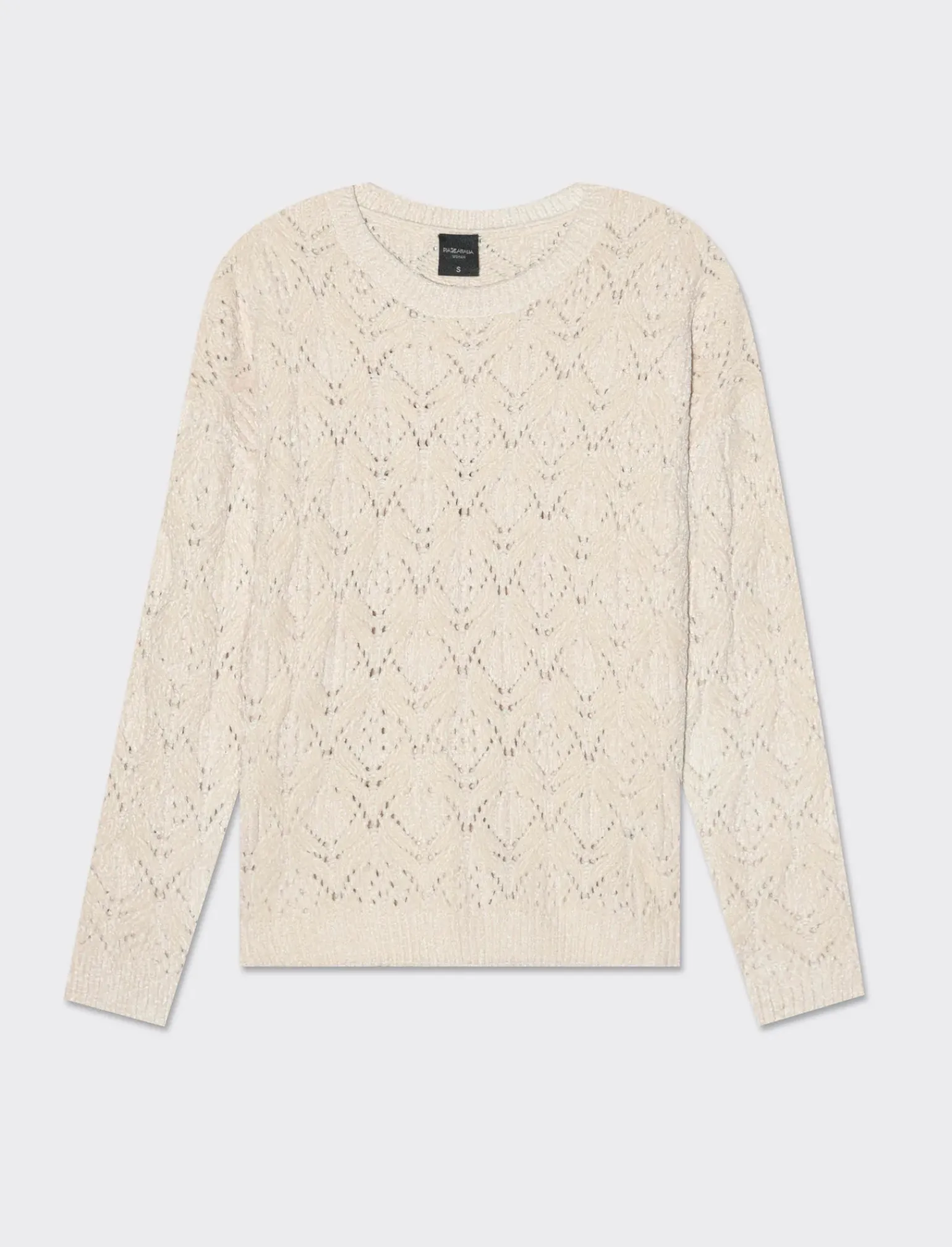 Donna Piazza Italia Maglieria<Maglia manica lunga girocollo con intarsi - Avorio