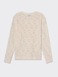 Donna Piazza Italia Maglieria<Maglia manica lunga girocollo con intarsi - Avorio