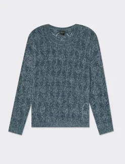 Donna Piazza Italia Maglieria<Maglia manica lunga girocollo con intarsi - Denim