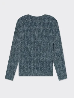 Donna Piazza Italia Maglieria<Maglia manica lunga girocollo con intarsi - Denim