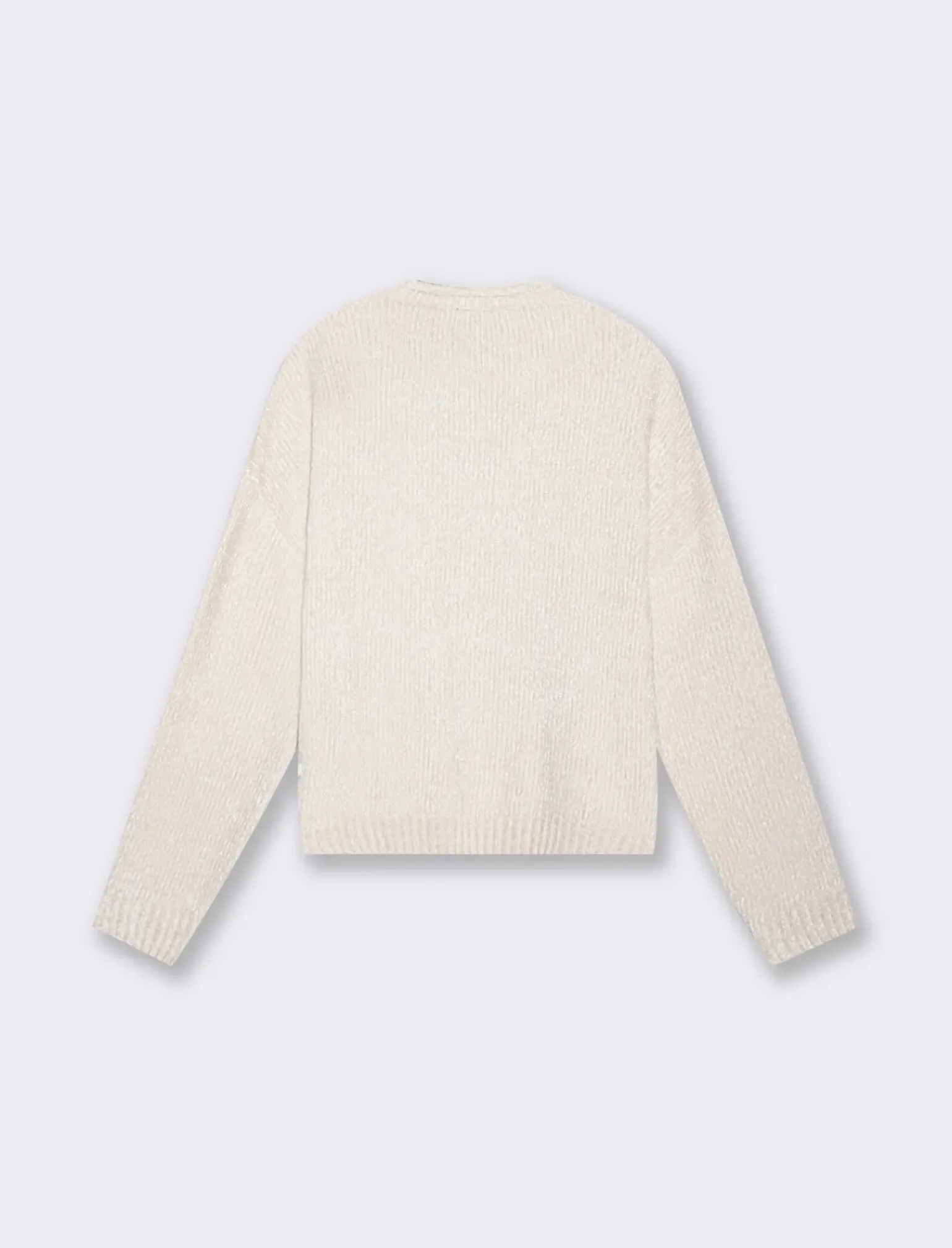 Donna Piazza Italia Maglieria<Maglia manica lunga in ciniglia con giro collo taglio basic - Avorio