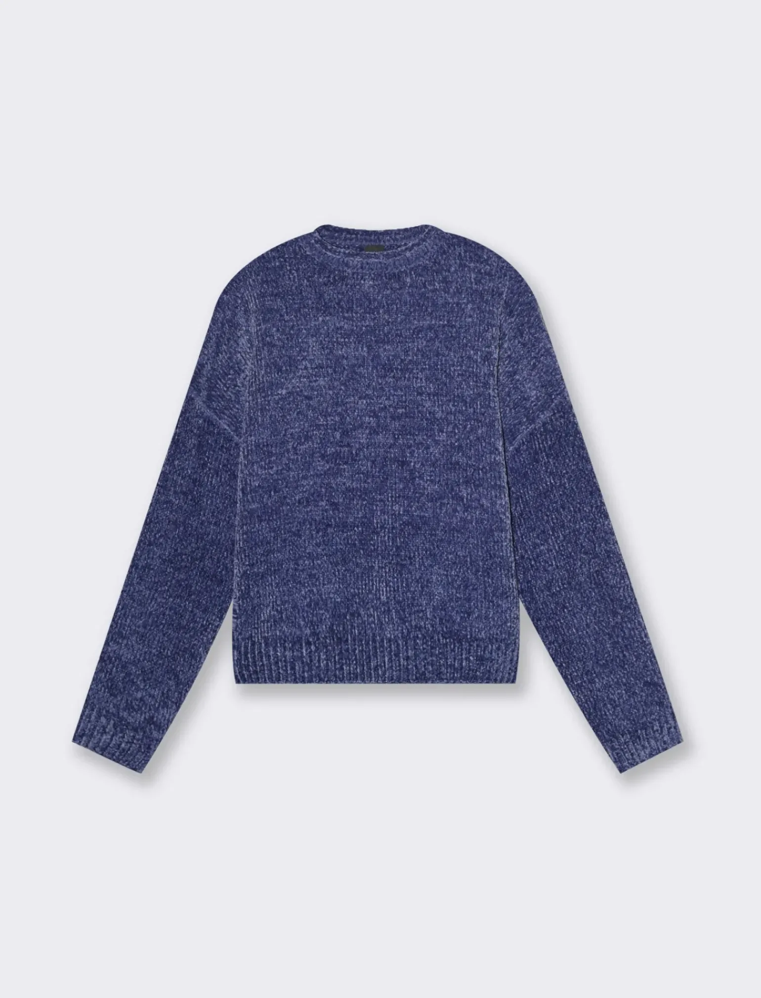 Donna Piazza Italia Maglieria<Maglia manica lunga in ciniglia con giro collo taglio basic - Mirtillo