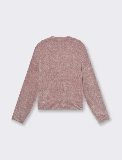 Donna Piazza Italia Maglieria<Maglia manica lunga in ciniglia con giro collo taglio basic - antico