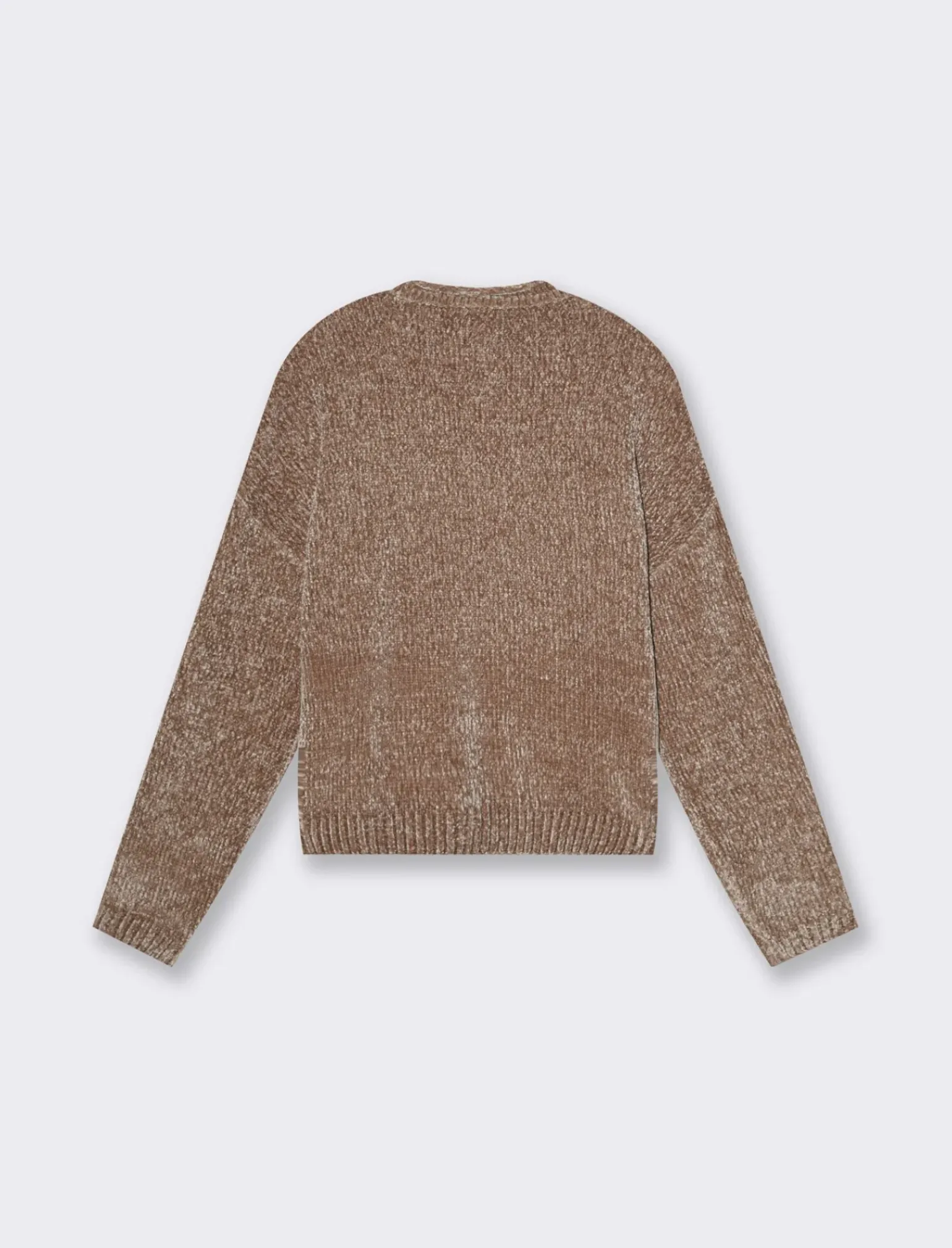 Donna Piazza Italia Maglieria<Maglia manica lunga in ciniglia con giro collo taglio basic - tortora