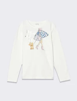 Piazza Italia Bambina|T-Shirt E Top<Maglia manica lunga in cotone elastico con tagli sul davanti e rouches - sporco