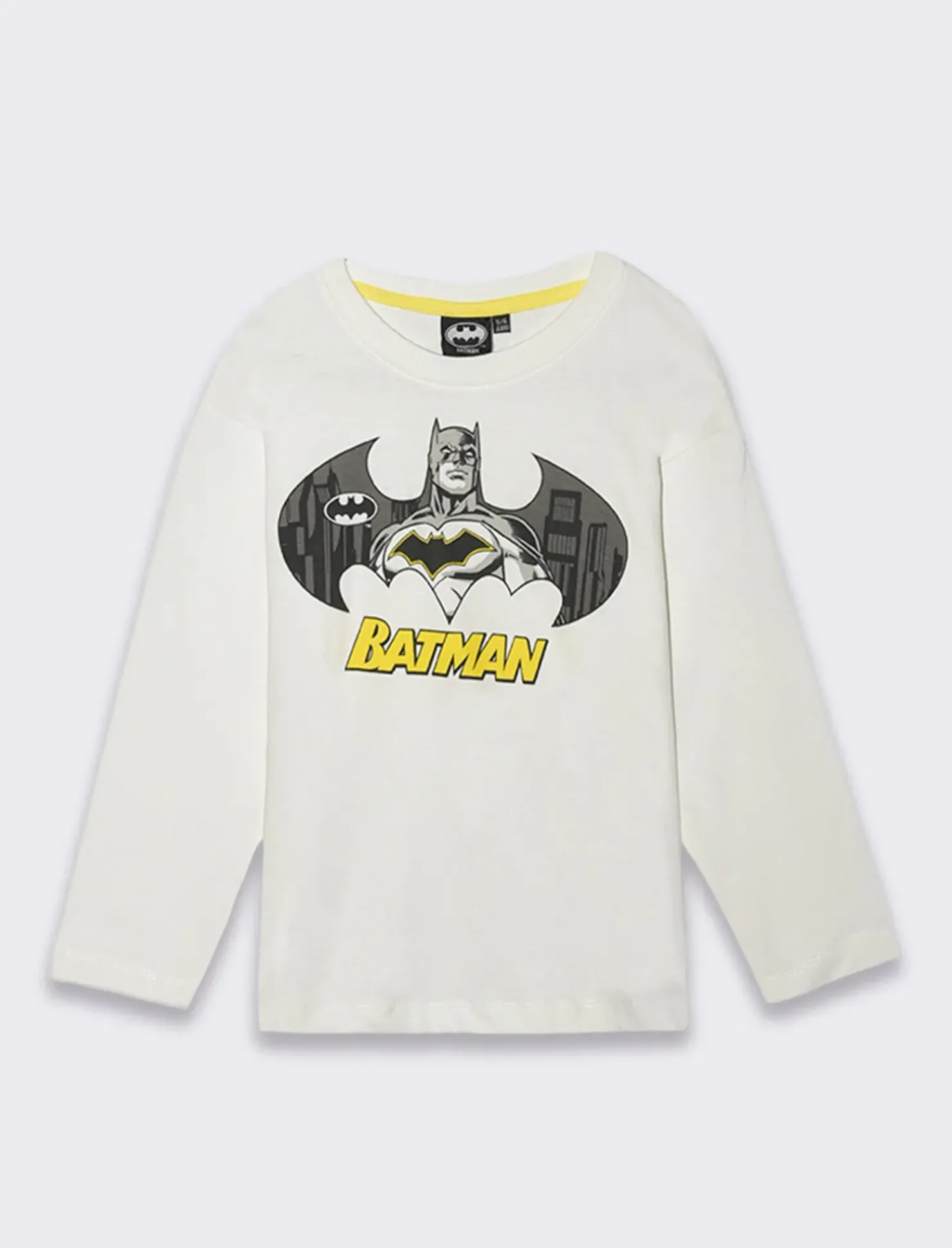 Piazza Italia Maglia manica lunga in jersey con stampe frontali Batman. - sporco Bianco Fashion