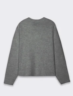 Donna Piazza Italia Donna|Maglieria<Maglia manica lunga mezzo collo con bordo risvoltato - Grigio melange