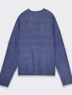 Donna Piazza Italia Donna|Maglieria<Maglia manica lunga mezzo collo con bordo risvoltato - Mirtillo