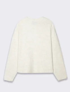 Donna Piazza Italia Donna|Maglieria<Maglia manica lunga mezzo collo con bordo risvoltato - Avorio