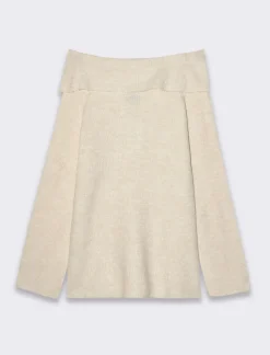 Donna Piazza Italia Donna|Maglieria<Maglia manica lunga scollo risvoltato e spalle scoperte con vestibilità comoda - Beige corda