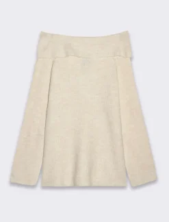 Donna Piazza Italia Donna|Maglieria<Maglia manica lunga scollo risvoltato e spalle scoperte con vestibilità comoda - Beige corda