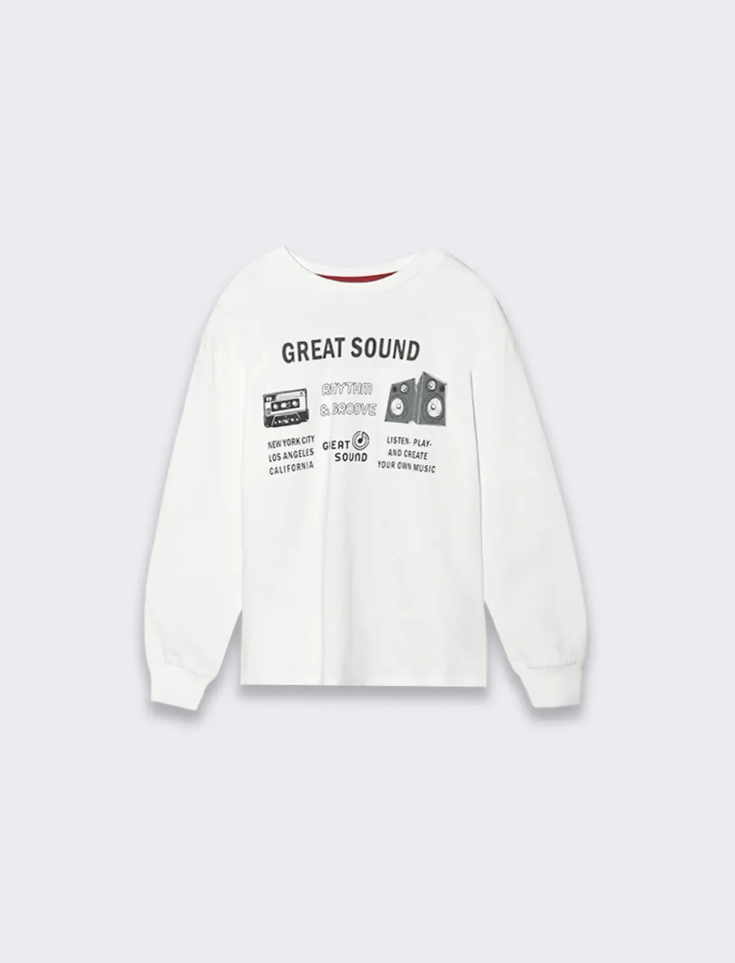 Piazza Italia Maglia maniche lunga e stampa frontale - Bianco panna New