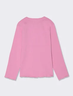 Piazza Italia Bambina|T-Shirt E Top<Maglia maniche lunghe con orlo ondulato e stampa frontale effetto lucido -