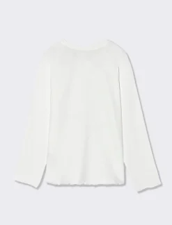 Piazza Italia Bambina|T-Shirt E Top<Maglia maniche lunghe con orlo ondulato e stampa frontale effetto lucido - sporco