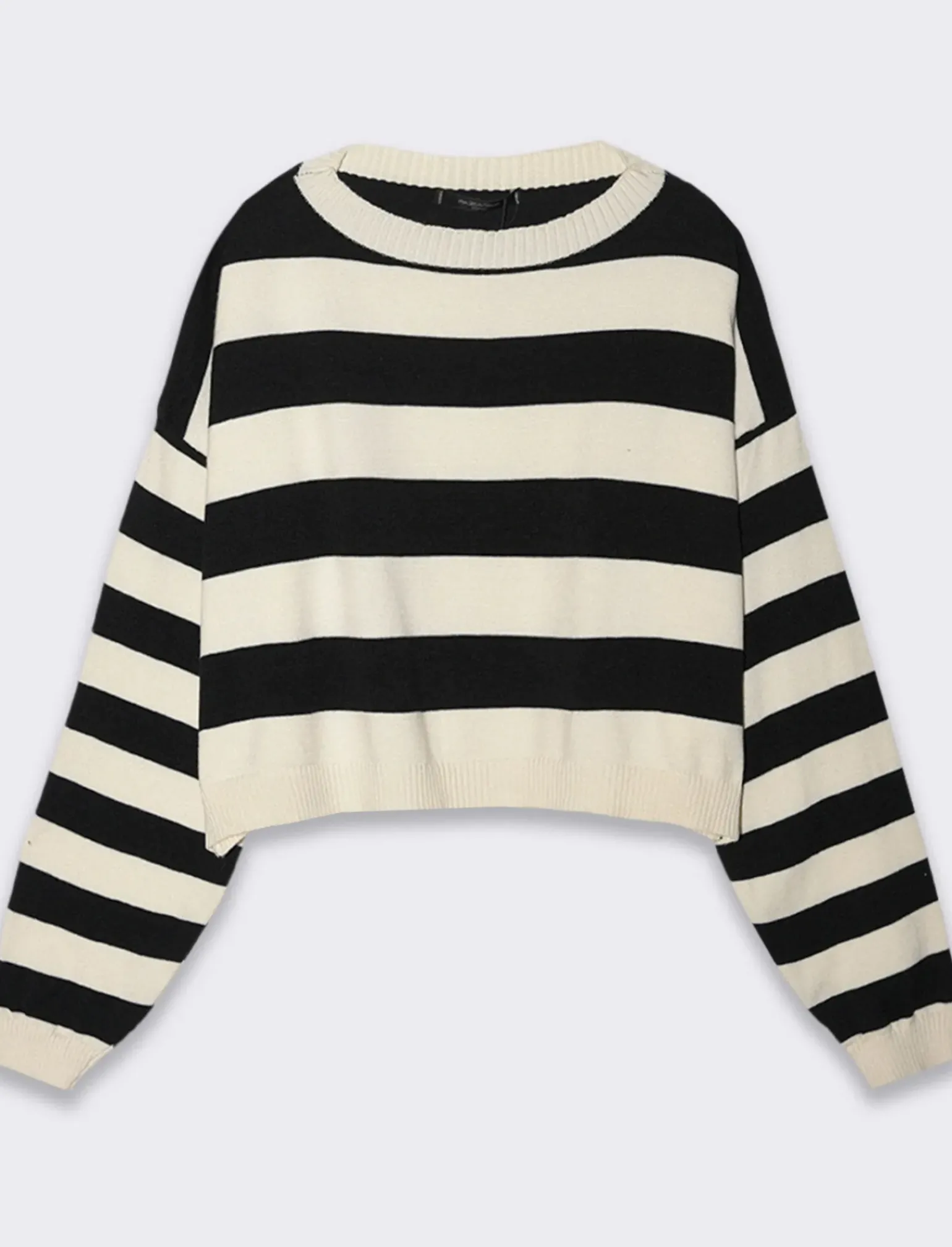 Donna Piazza Italia Maglieria<Maglia maniche over rigata - Bianco-nero