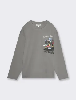 Bambino Piazza Italia Bambino|Maglieria<Maglia mano pesca con maniche lungeh e stampa davanti -