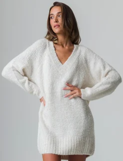 Donna Piazza Italia Donna|Maglieria<Maglia maxipullover con scollo a v profondo. polsi e fondo a costa elastica - Avorio