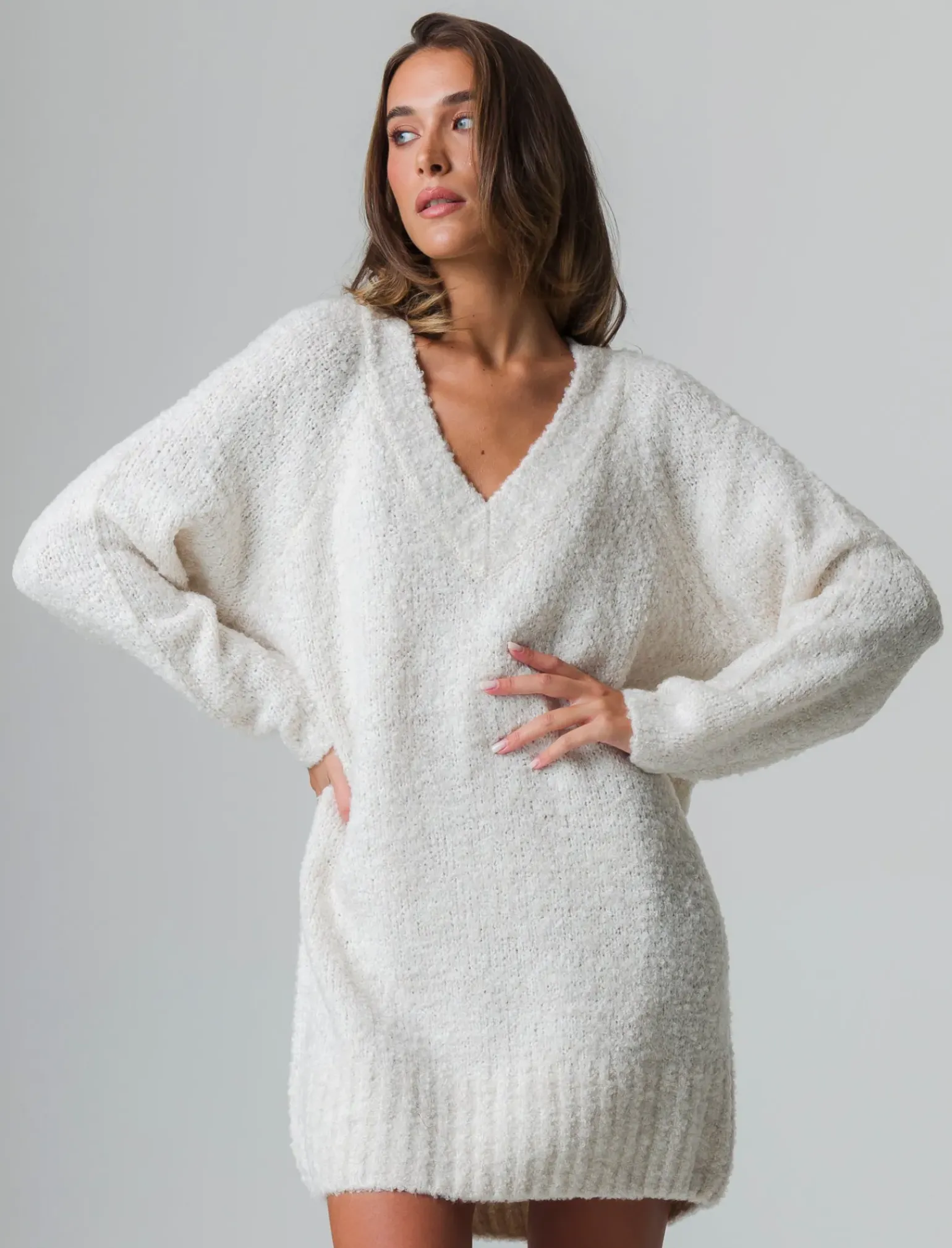 Donna Piazza Italia Donna|Maglieria<Maglia maxipullover con scollo a v profondo. polsi e fondo a costa elastica - Avorio