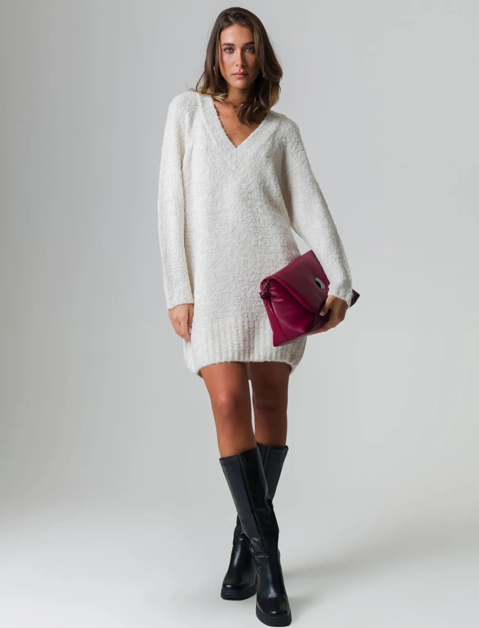 Donna Piazza Italia Donna|Maglieria<Maglia maxipullover con scollo a v profondo. polsi e fondo a costa elastica - Avorio