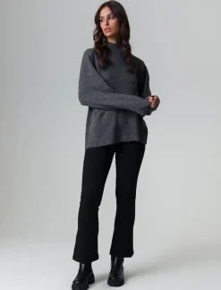 Donna Piazza Italia Donna|Maglieria<Maglia mezzo collo e manica lunga con tasca applicata - melange