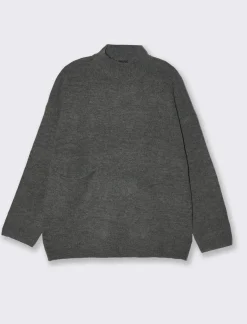 Donna Piazza Italia Donna|Maglieria<Maglia mezzo collo e manica lunga con tasca applicata - melange