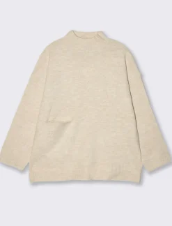 Donna Piazza Italia Donna|Maglieria<Maglia mezzo collo e manica lunga con tasca applicata - Avorio