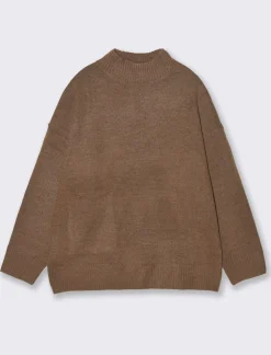 Donna Piazza Italia Donna|Maglieria<Maglia mezzo collo e manica lunga con tasca applicata - Grigio castoro