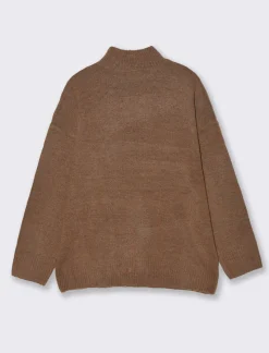 Donna Piazza Italia Donna|Maglieria<Maglia mezzo collo e manica lunga con tasca applicata - Grigio castoro