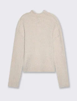 Donna Piazza Italia Donna|Maglieria<Maglia mezzo collo in ciniglia e cuciture in rilievo - Avorio