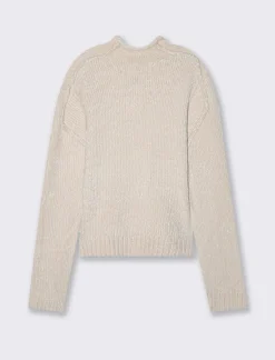 Donna Piazza Italia Donna|Maglieria<Maglia mezzo collo in ciniglia e cuciture in rilievo - Avorio