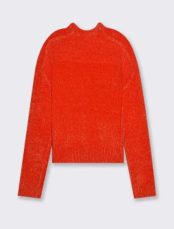 Donna Piazza Italia Donna|Maglieria<Maglia mezzo collo in ciniglia e cuciture in rilievo - scarlatto