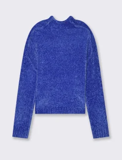 Donna Piazza Italia Donna|Maglieria<Maglia mezzo collo in ciniglia e cuciture in rilievo - Royal