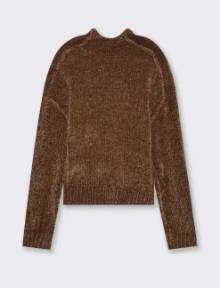 Donna Piazza Italia Donna|Maglieria<Maglia mezzo collo in ciniglia e cuciture in rilievo - Caramello