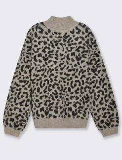 Donna Piazza Italia Donna|Maglieria<Maglia mezzo collo in jacquard leopardato e filo effetto metallizato - var 1