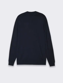 Piazza Italia Maglia mezzo collo lavorazione a coste sui fianchi slim fit. - Blu Shop