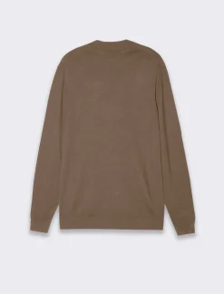 Uomo Piazza Italia Maglieria<Maglia mezzo collo lavorazione a coste sui fianchi slim fit. - fango