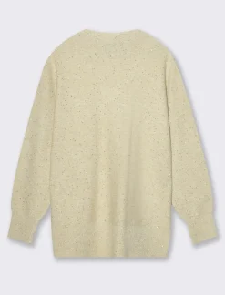 Donna Piazza Italia Donna|Maglieria<Maglia mezzocollo manica lunga con filato di paillates con spacchi laterali - Avorio