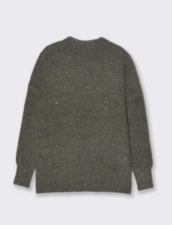 Donna Piazza Italia Donna|Maglieria<Maglia mezzocollo manica lunga con filato di paillates con spacchi laterali - melange