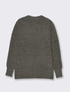 Donna Piazza Italia Donna|Maglieria<Maglia mezzocollo manica lunga con filato di paillates con spacchi laterali - melange