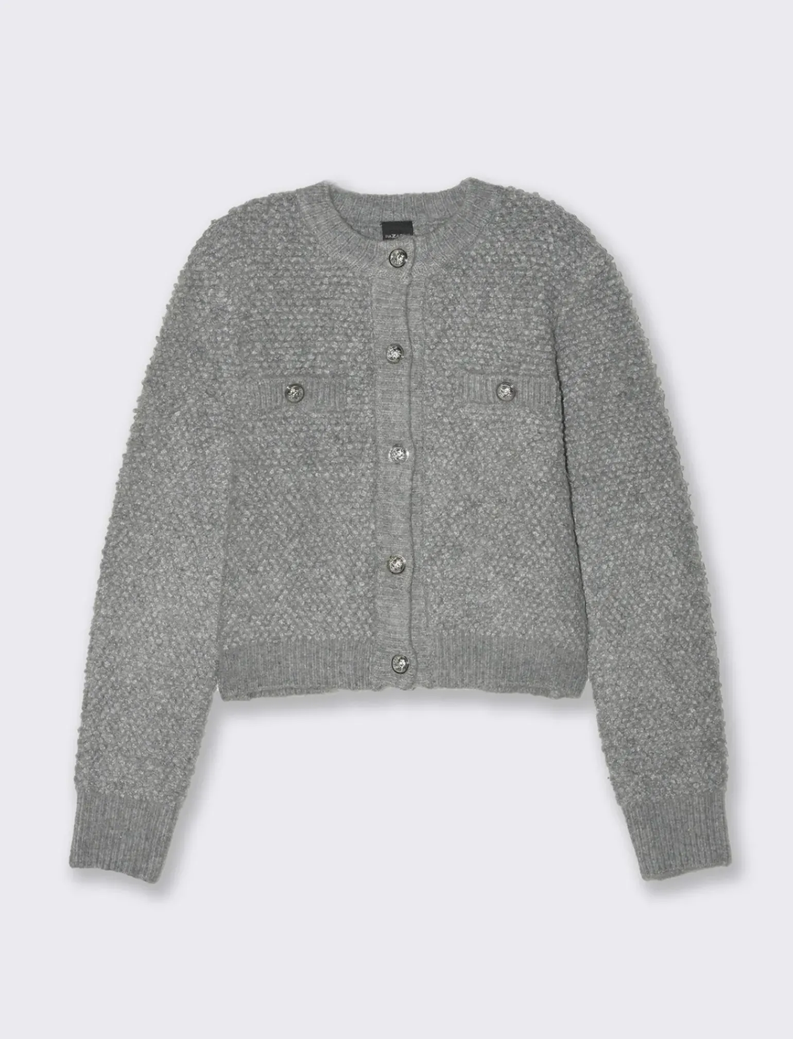 Donna Piazza Italia Donna|Maglieria<Maglia modello cardigan con bottoni tipo divisa tasche finte a filetto - Grigio melange