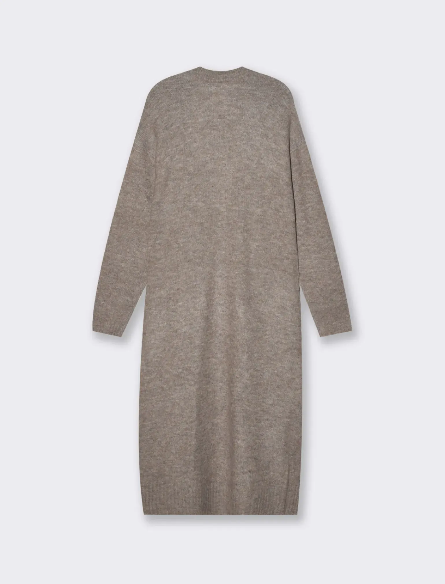 Donna Piazza Italia Donna|Maglieria<Maglia modello cardigan lungo aperto con tasche a toppa e spacchi sui lati - Tortora melange