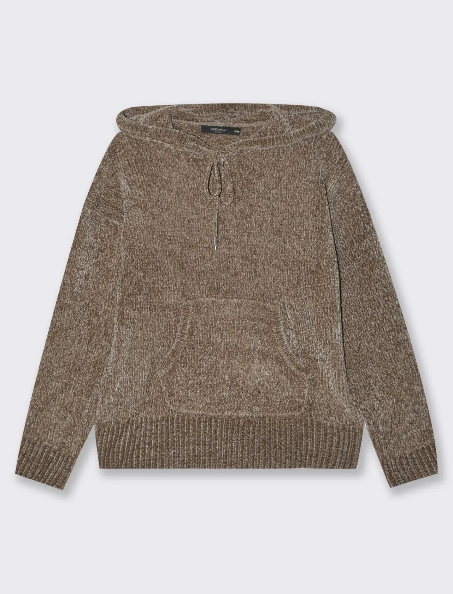 Donna Piazza Italia Donna|Maglieria<Maglia modello felpa in ciniglia con cappuccio e tasche a marsupio - tortora