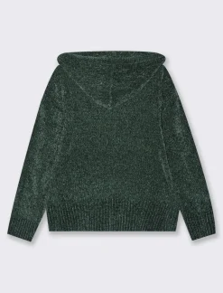 Donna Piazza Italia Donna|Maglieria<Maglia modello felpa in ciniglia con cappuccio e tasche a marsupio - scuro